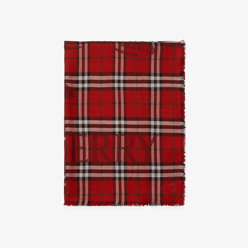 Wide EKD Check Wool Silk Scarf in Post red | Burberry® Official