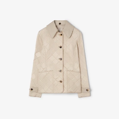 Micro Check-stitch Nylon Jacket in Stone beige - Women | Burberry® Official