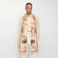 London Landmarks Wool Silk Scarf in Sepia | Burberry® Official