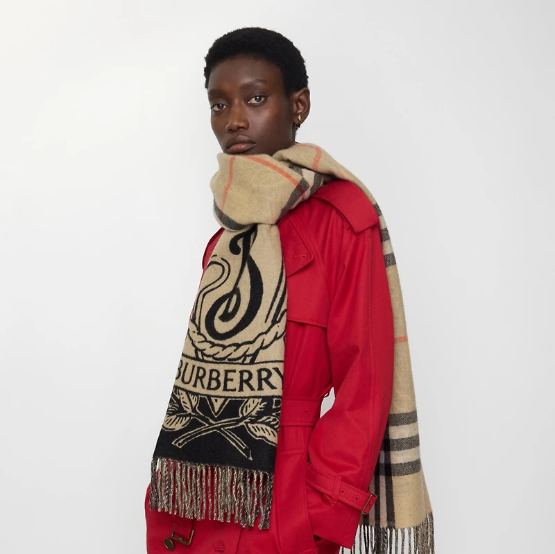 Wide Reversible Stormy Knight Scarf in Sand | Burberry® Official