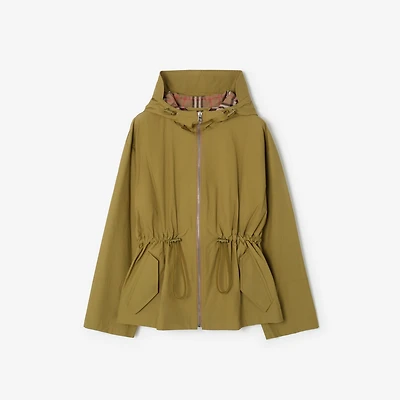 Cotton Blend Hooded Jacket in Cool olive green - Women | Burberry® Official