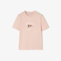 Check Flag Cotton T-shirt in Compact pink - Women | Burberry® Official