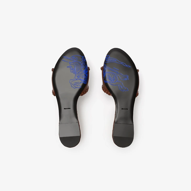 Leather Knight Stamp Slides​ in Saddle brown - Women | Burberry® Official