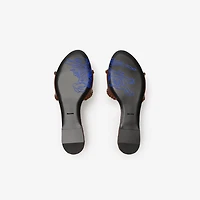 Leather Knight Stamp Slides​ in Saddle brown - Women | Burberry® Official