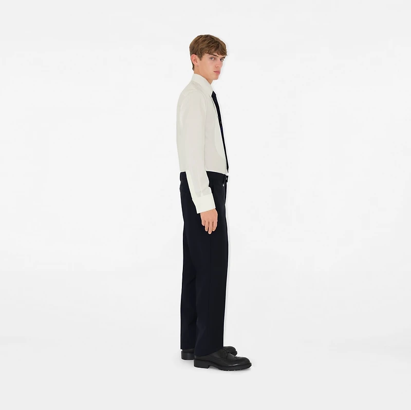 Wool Mohair Tailored Trousers in Navy - Men | Burberry® Official