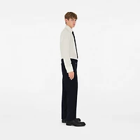 Wool Mohair Tailored Trousers in Navy - Men | Burberry® Official