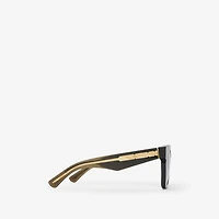 Inlaid Check Square Sunglasses in Dark khaki - Women | Burberry® Official