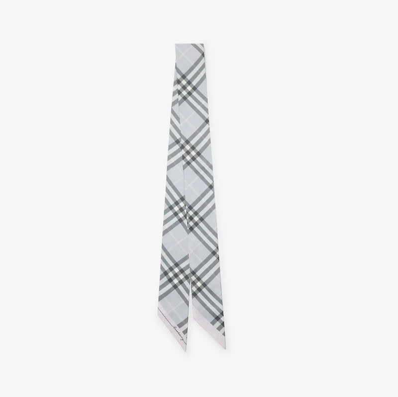 Skinny Contrast Check Silk Scarf in Mitten/bank | Burberry® Official