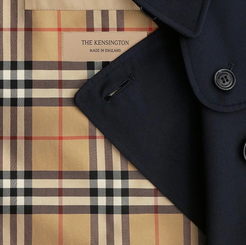 Long Kensington Heritage Trench Coat in Coal blue - Women, Cotton Gabardine | Burberry® Official