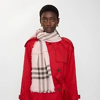 Wide Check Wool Scarf in Bow pink | Burberry® Official