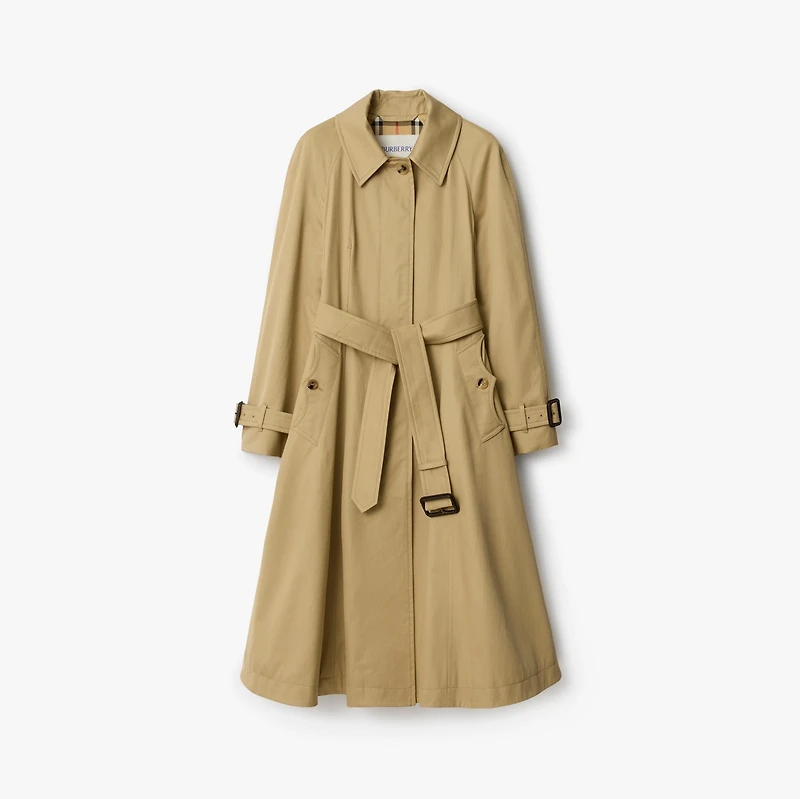 Long Gabardine Ellingham Fit-and-flare Car Coat in Beige - Women | Burberry® Official