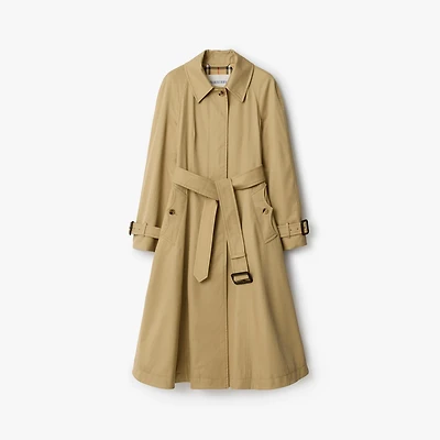 Long Gabardine Ellingham Fit-and-flare Car Coat in Beige - Women | Burberry® Official