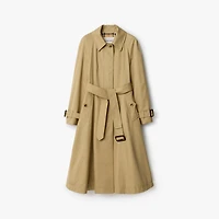 Long Gabardine Ellingham Fit-and-flare Car Coat in Beige - Women | Burberry® Official
