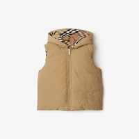 Reversible Check Nylon Padded Gilet in Sand | Burberry® Official