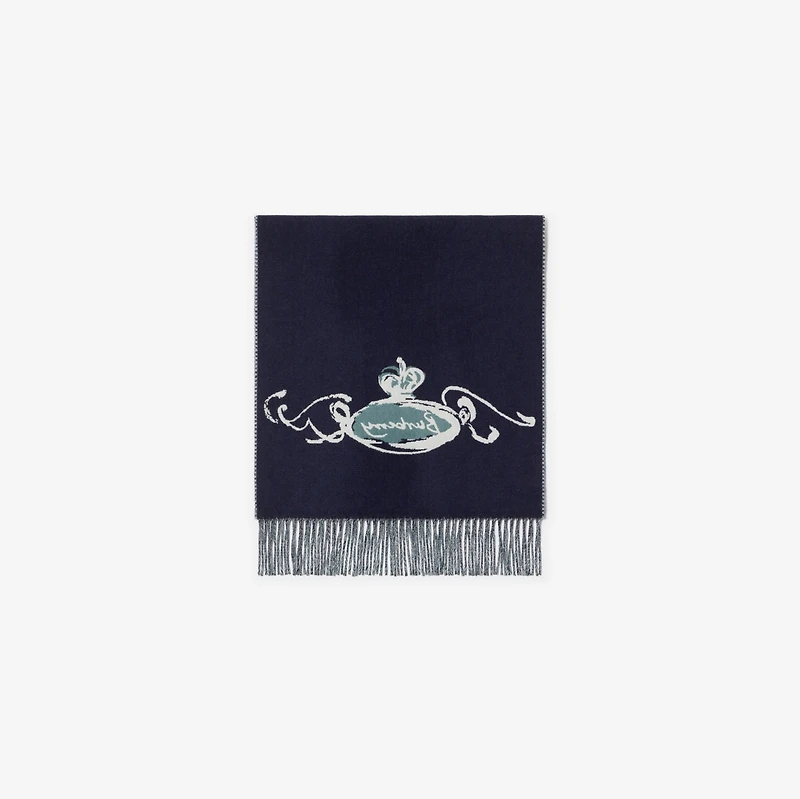 Castle Cashmere Scarf in Navy | Burberry® Official