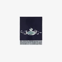 Castle Cashmere Scarf in Navy | Burberry® Official