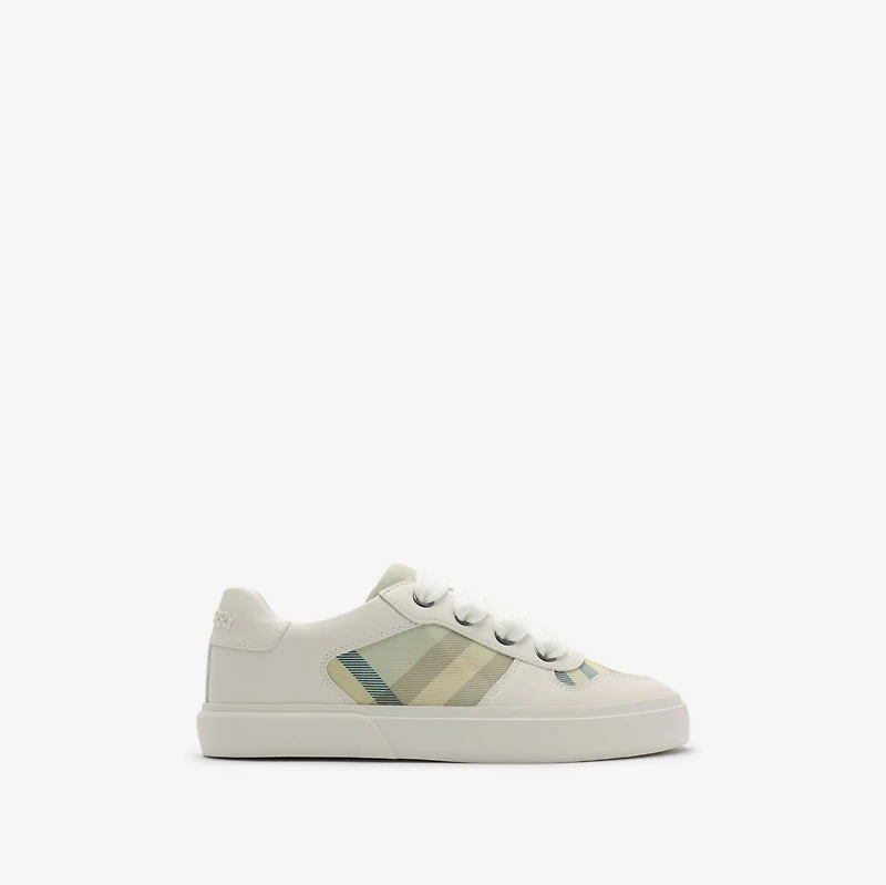 Check and Leather Sneakers in Breeze - Children | Burberry® Official