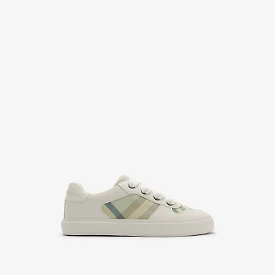 Check and Leather Sneakers in Breeze - Children | Burberry® Official