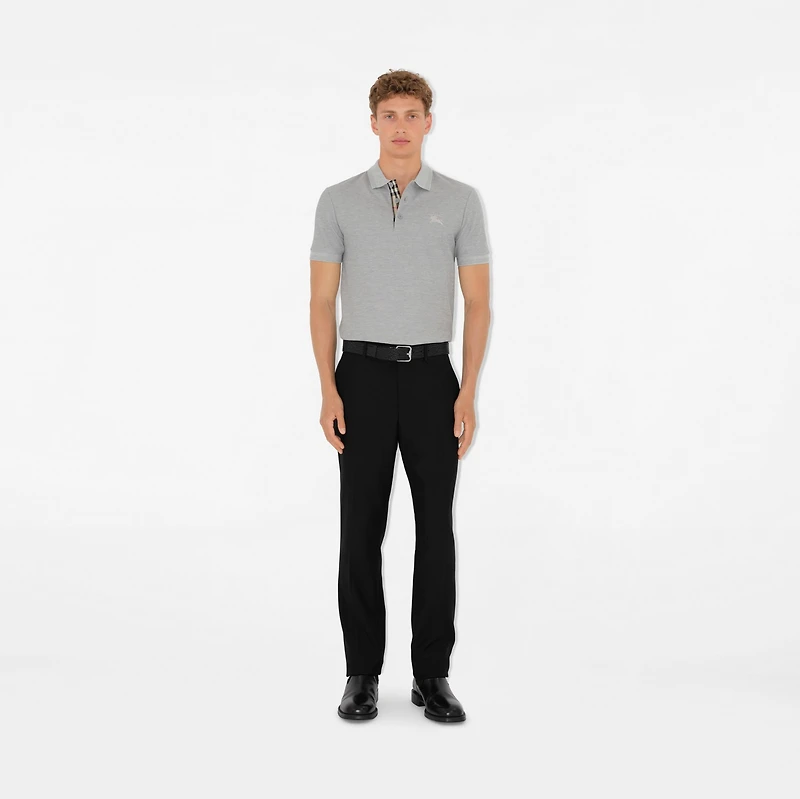 Cotton Polo Shirt in Pale grey melange - Men | Burberry® Official