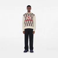 Argyle Check Wool Blend Sweater in Chalk white - Men, Cashmere | Burberry® Official