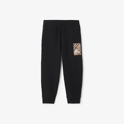 Check Label Cotton Jogging Pants in Black | Burberry® Official