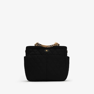 Check Trim Quilted Nylon Baby Changing Bag in Black - Children | Burberry® Official