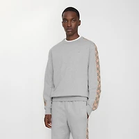 Check Trim Cotton Sweatshirt in Pale grey melange - Men | Burberry® Official