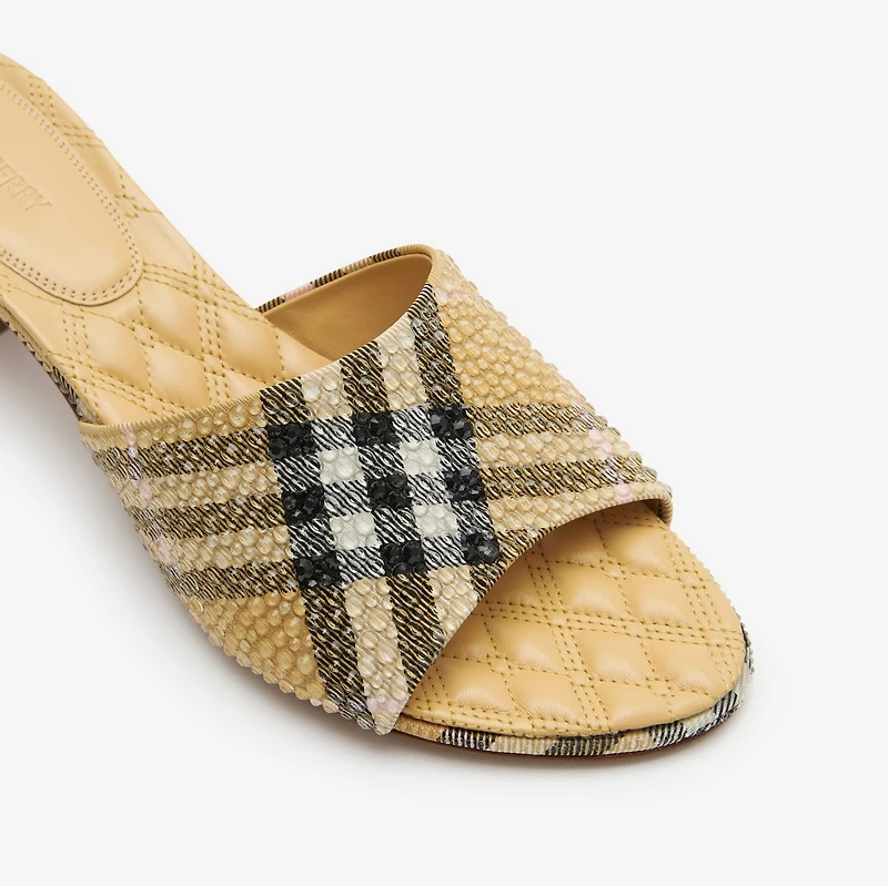 Rhinestone Check Sloane Mules in Rosewood brown - Women | Burberry® Official