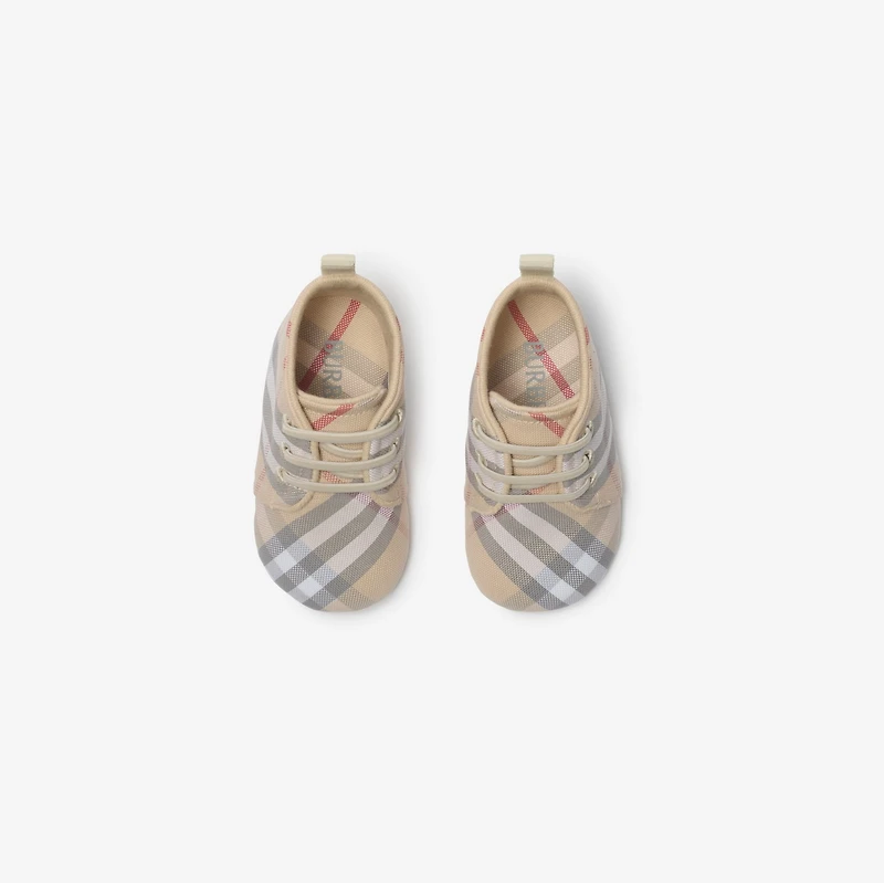 Check Cotton Blend Shoes in Pale stone - Children | Burberry® Official