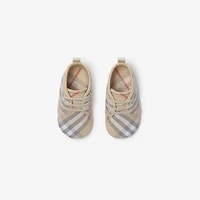 Check Cotton Blend Shoes in Pale stone - Children | Burberry® Official
