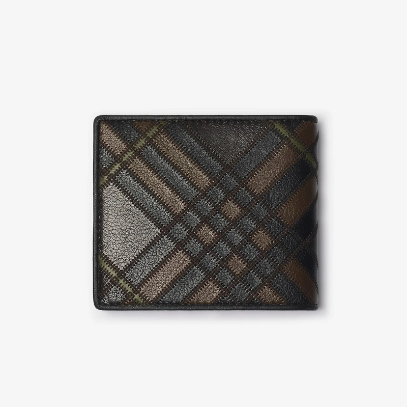 Check Intarsia Bifold Wallet in Peat brown - Men | Burberry® Official