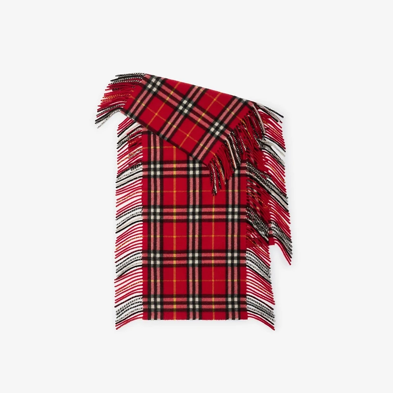 Check Cashmere Happy Scarf in Currant | Burberry® Official