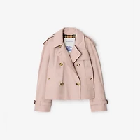 Cropped Tropical Gabardine Mayfair Trench Jacket in Pale sugar pink - Women | Burberry® Official