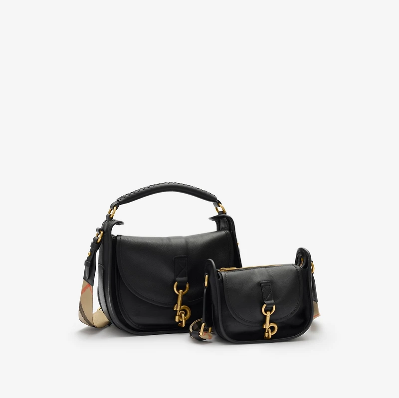 Small B Clip Messenger Bag in Black - Women, Leather | Burberry® Official