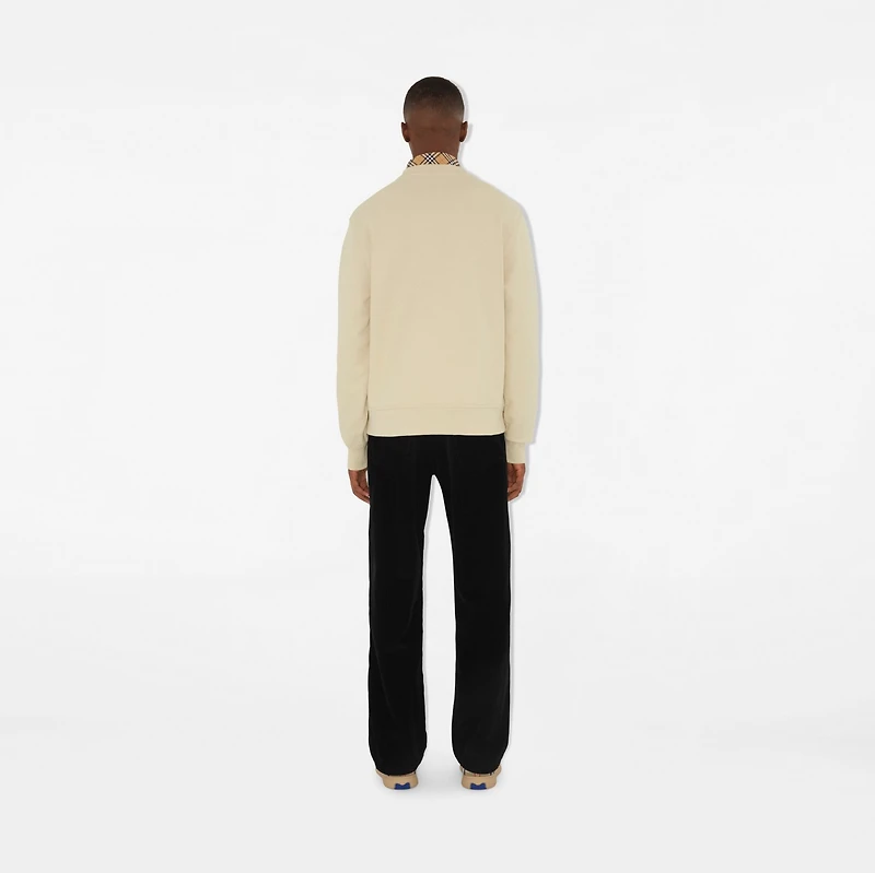 Check Label Cotton Sweatshirt in Nutmeg - Men | Burberry® Official