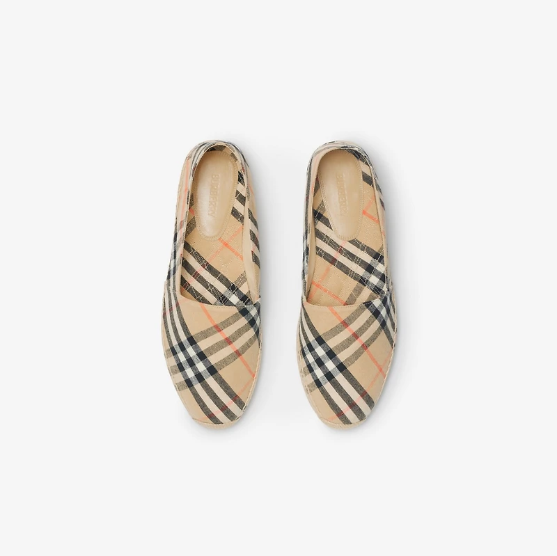 Check Mews Espadrilles​ in Sand - Men, Linen | Burberry® Official