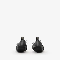 Check Leather Fawn Ballerinas​ in Black - Women | Burberry® Official