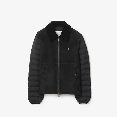 Shearling Nylon Puffer Jacket in Black - Men | Burberry® Official