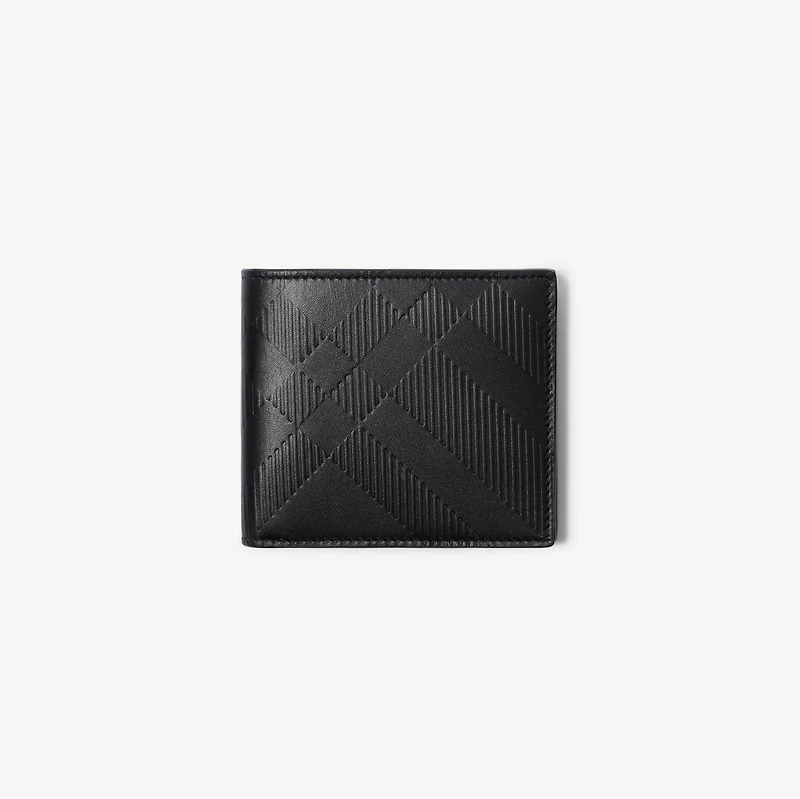 Embossed Check Bifold Wallet in Black - Men | Burberry® Official