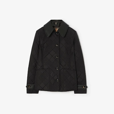 Micro Check-stitch Nylon Jacket in Black - Women | Burberry® Official