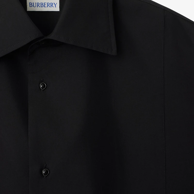 Slim Fit Cotton Silk Tuxedo Shirt in Black - Men | Burberry® Official