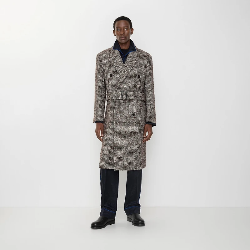 Wool Mohair Blend Tailored Coat in Rice beige/raven grey - Men | Burberry® Official