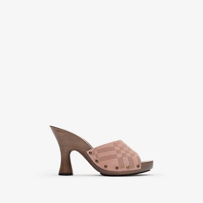 Check Suede Potter Mules​ in Peony pink - Women | Burberry® Official
