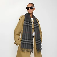 Check Cashmere Scarf in Charcoal | Burberry® Official