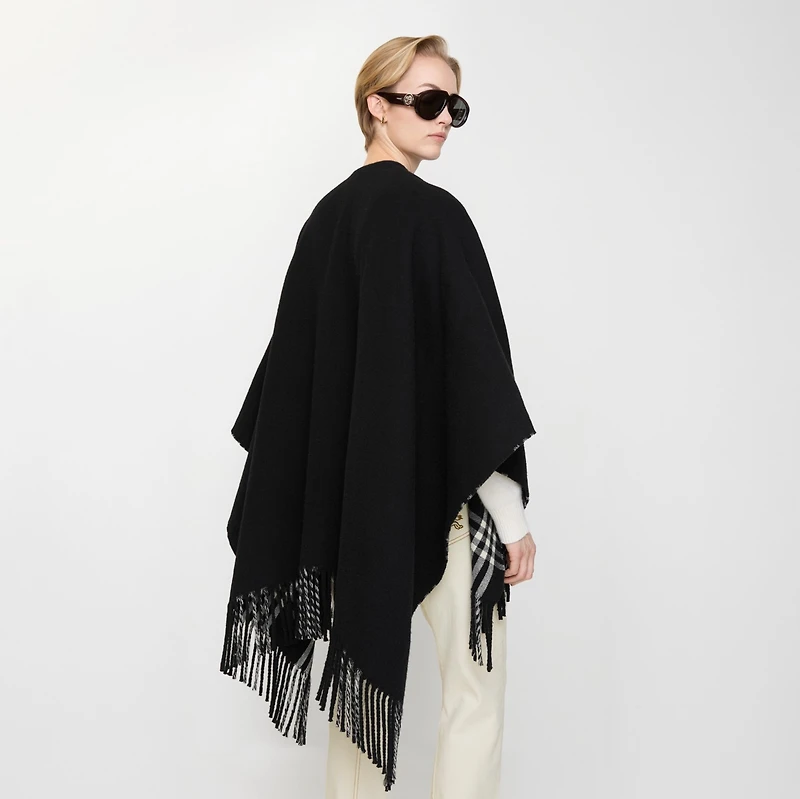 EKD Fil Coupé Wool Cape in Black/calico beige | Burberry® Official