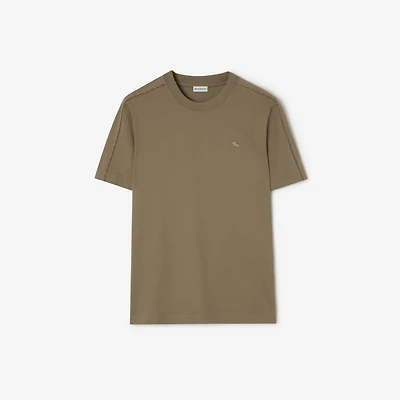Check Piping Cotton T-shirt in Finch brown - Men | Burberry® Official