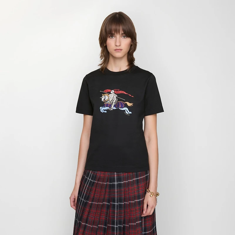 Crystal EKD Cotton T-shirt in Black - Women | Burberry® Official