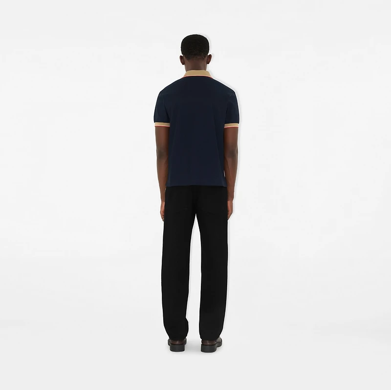 Logo Collar Cotton Polo Shirt in Navy - Men | Burberry® Official