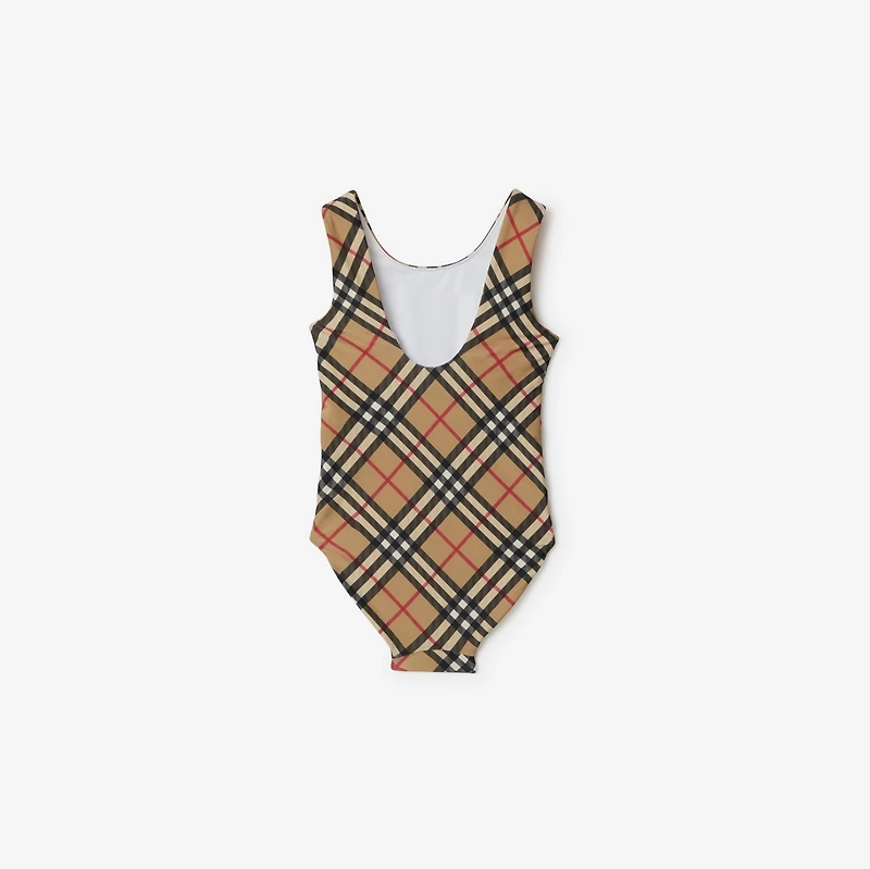 Check Swimsuit in Archive beige | Burberry® Official