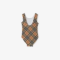 Check Swimsuit in Archive beige | Burberry® Official